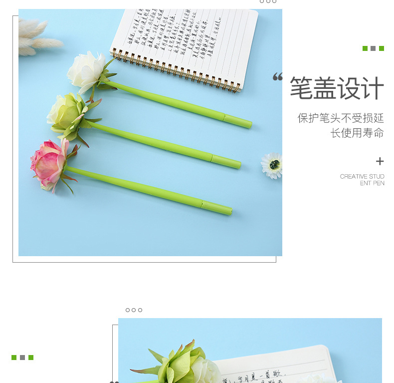 Factory direct sales of Zhongfan ZF2088 rose soft rubber gel Pen 0.5mm student stationery creative shaped pen pic 9