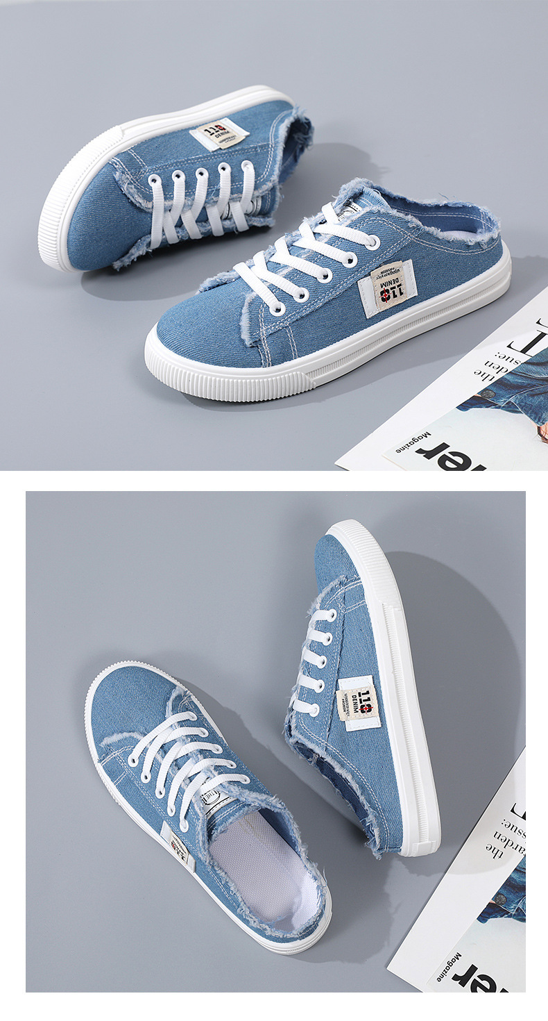 帆布鞋夏季新款小白鞋懒人鞋一脚蹬半拖平底百搭学生百搭时尚板鞋详情16