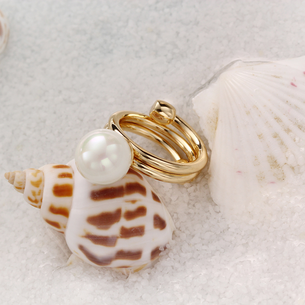 韩版简约戒指丝巾扣纯铜镀金气质大方高端珍珠配饰丝巾装饰详情9