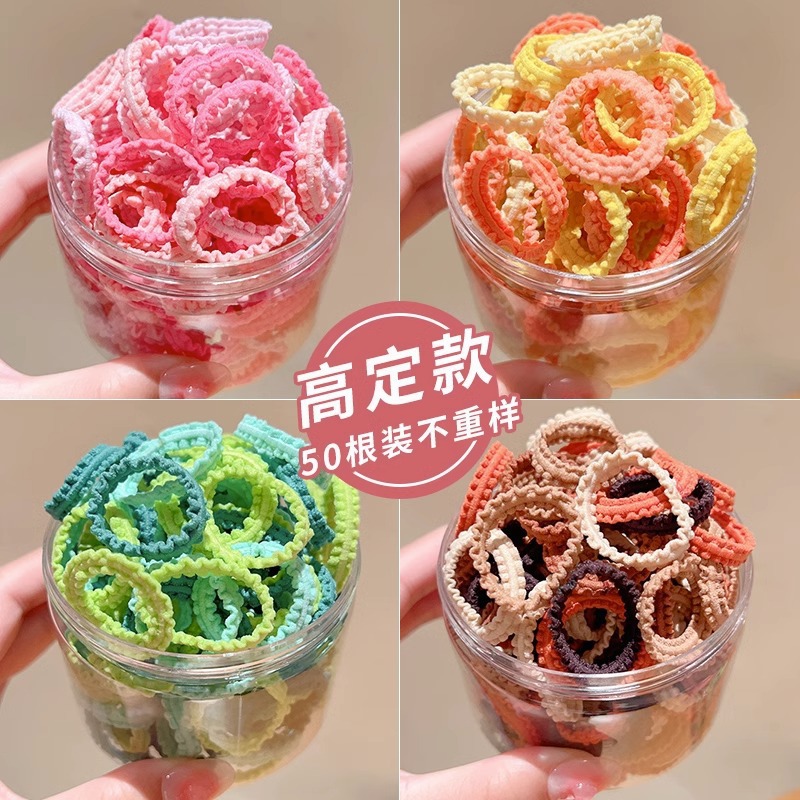 不伤发 儿童 皮筋弹性好发圈拇指扎头发女童头绳女黑色儿童橡皮筋详情3