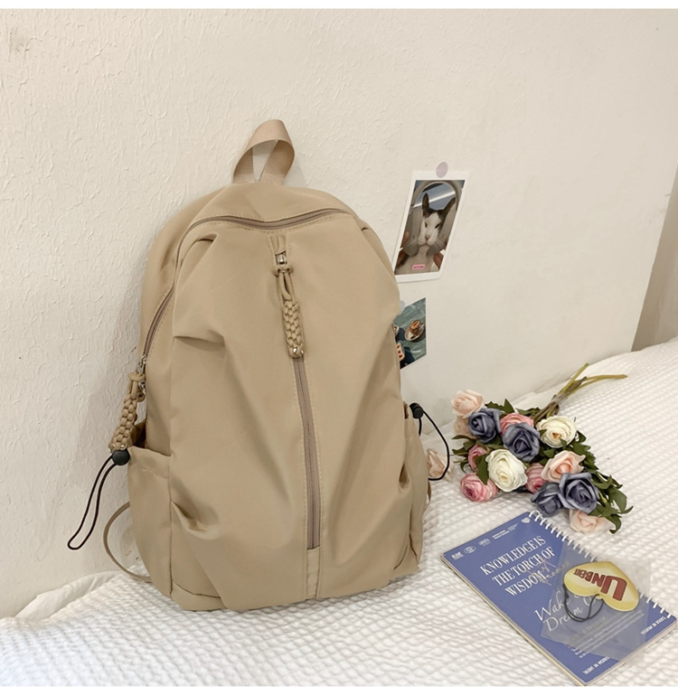 双肩包流行质感书包女初高中生学生旅行大容量背包纯色简约休闲包详情23