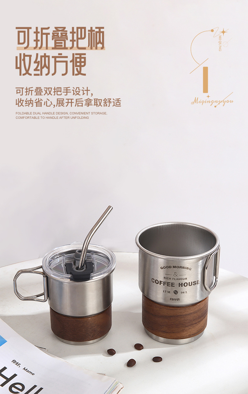 Single-layer rolled edge 304 stainless steel water cup, office coffee cup, foldable beer mug, outdoor camping portable cup pic 6