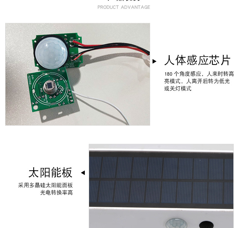 Cross-border solar landscape light, outdoor courtyard human body sensor light, led solar wall lamp N768 pic 8