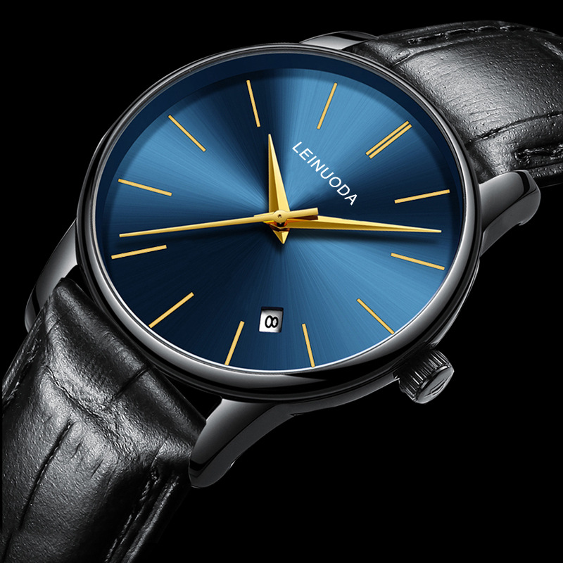 源头厂家男士单日历手表简约刻度石英表时尚防水夜光实心钢带腕表详情24