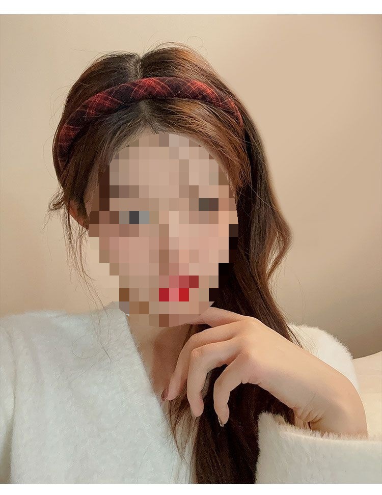 学院风格纹发箍女款头饰百搭复古气质外出发卡布艺压发细头箍发饰详情3