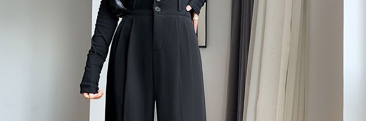 黑色西装裤女春秋新款韩版休闲直筒垂感宽松阔腿裤高腰显瘦长裤潮详情7