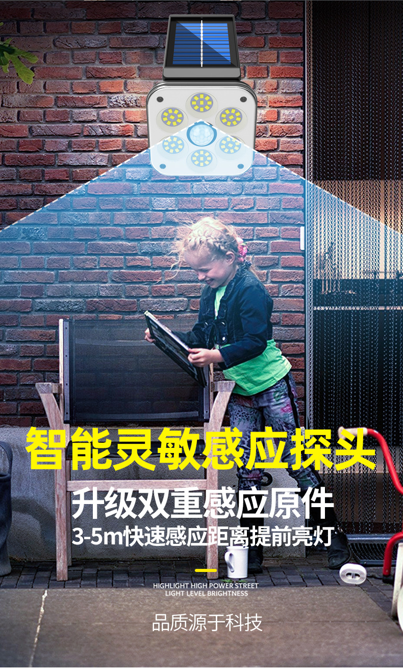 The new integrated 32LED solar wall lamp can rotate 180 degrees and is a human-sensing outdoor courtyard lighting lamp pic 6