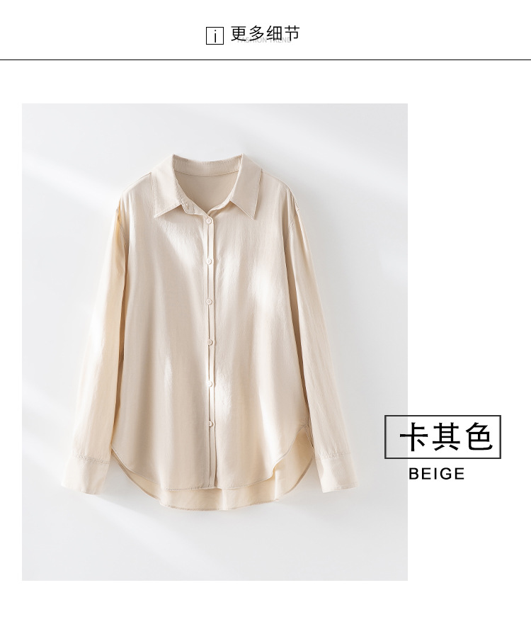 现货春季新款亚麻翻领长袖衬衫气质时尚宽松上衣休闲百搭衬衣女装详情10