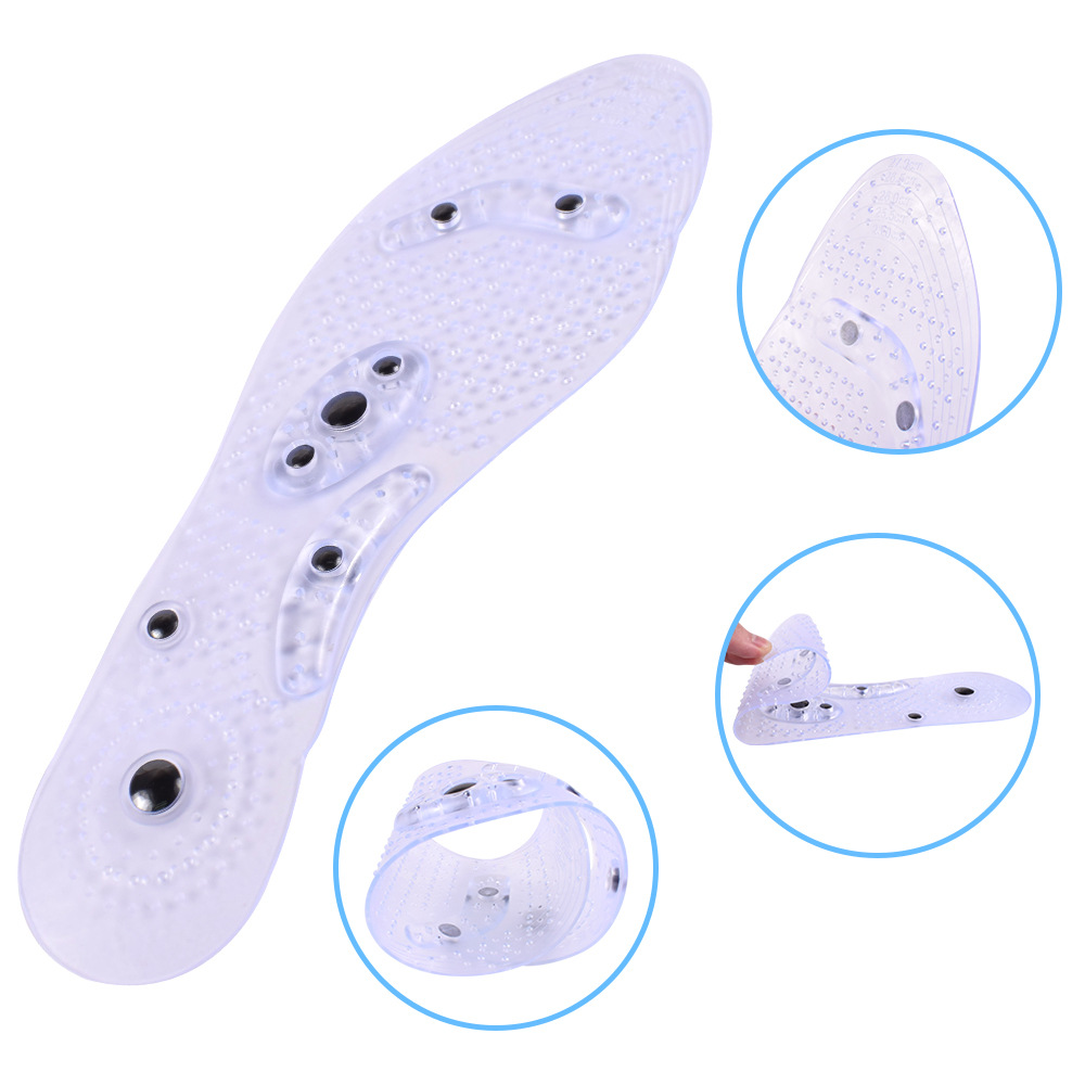 Amazon transparent magnetic therapy insoles with 8 magnetic stones for massage, breathable health care, magnetic iron insoles for men and women, manufacturer pic 3