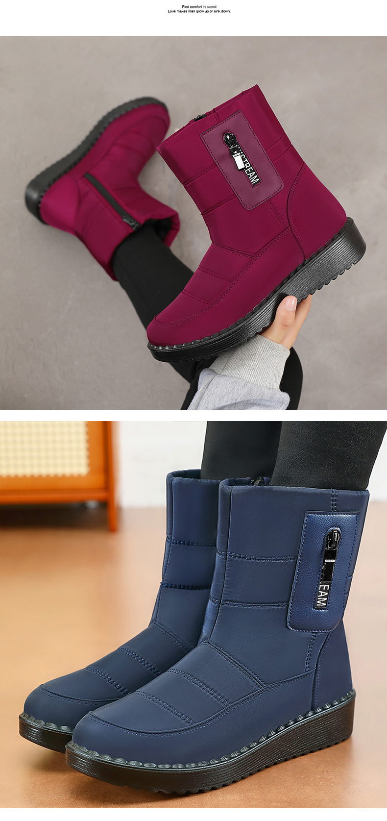 棉鞋女2024冬季新款保暖加厚雪地靴跨境代发户外舒适高筒棉靴女详情15