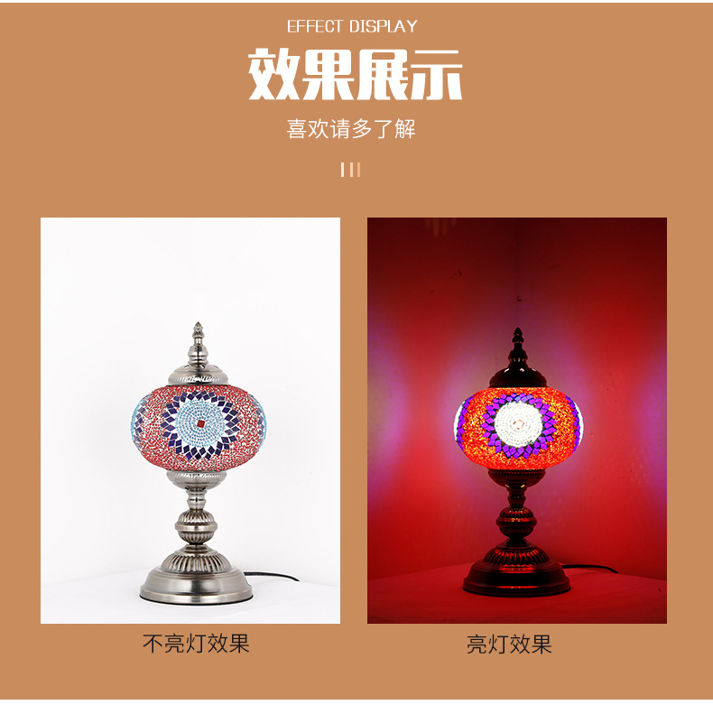 Qianlian Turkish table lamp, handcrafted glass lamp, hotel, homestay, restaurant and coffee shop decoration table lamp, Moroccan lamp pic 5