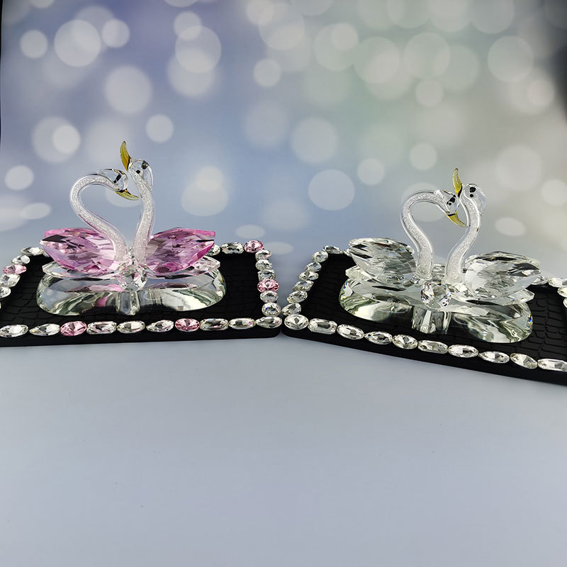 Crystal Swan Car Perfume Seat, heart-shaped romantic starry sky, brilliant pink swan, elegant and exquisite car decoration for ladies pic 1