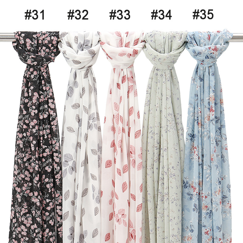 马来西亚新款女士包头长巾小碎花珍珠雪纺防晒披肩穆斯林包头纱巾详情19