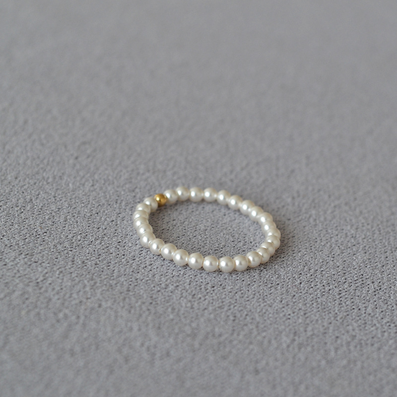 A 14K gold-encrusted small gold bead from the United States, a delicate and simple handcrafted finger ring imitating the small pearls of the Shi family pic 11