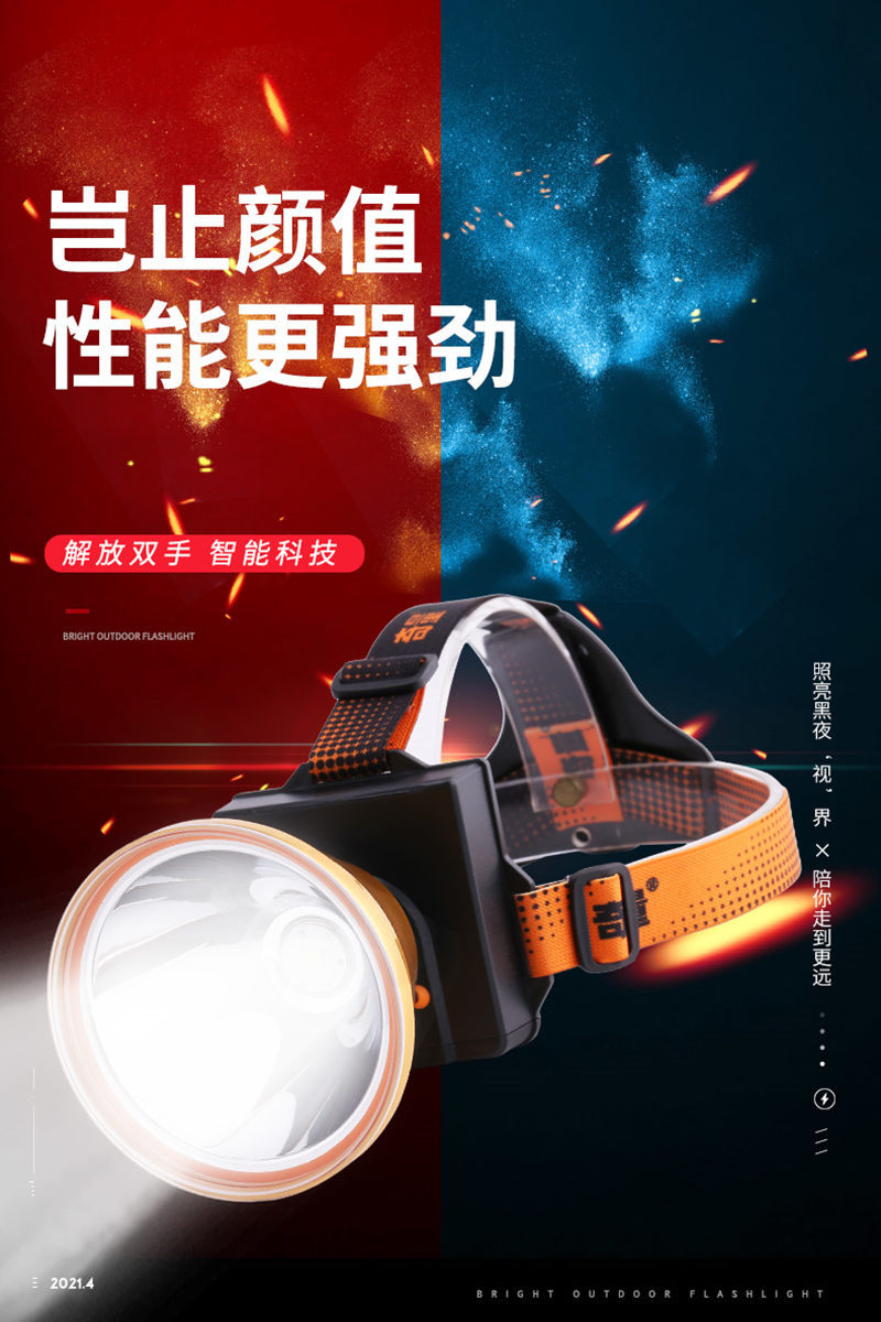 奇量奇亮品牌强光头灯远射充电大光斑长续航头灯夜钓捕鱼厂家批发详情1