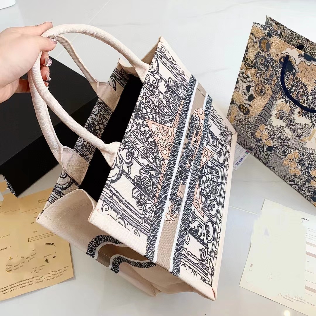 2023新款托特包大容量手提帆布包刺绣通勤大包包小众质感购物袋潮详情4