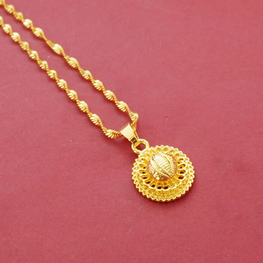 Wholesale cross-border Middle Eastern eye design gold-plated necklace, pendant, earring, three-piece jewelry set pic 2