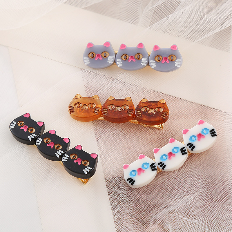 New cute cartoon cat hair clips, acetic acid invisible ducktail clips, hair clip clips, bangs clips and broken hair headwear pic 2