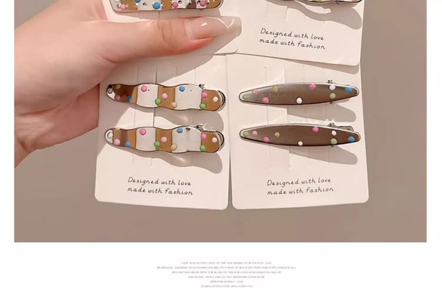 彩色波点金属发夹女前额碎发边夹甜酷少女鸭嘴夹子ins风发卡头饰详情37