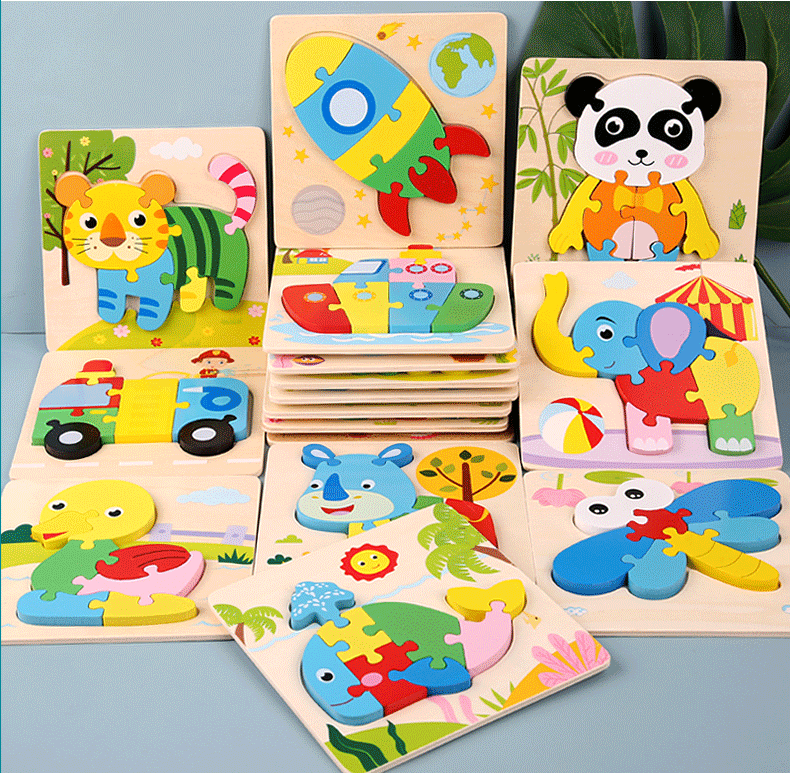 Infant and toddler 1-2-3-D half-year-old wooden three-dimensional jigsaw puzzle, early education for babies, intelligence, hand and eye training toys for boys and girls pic 30