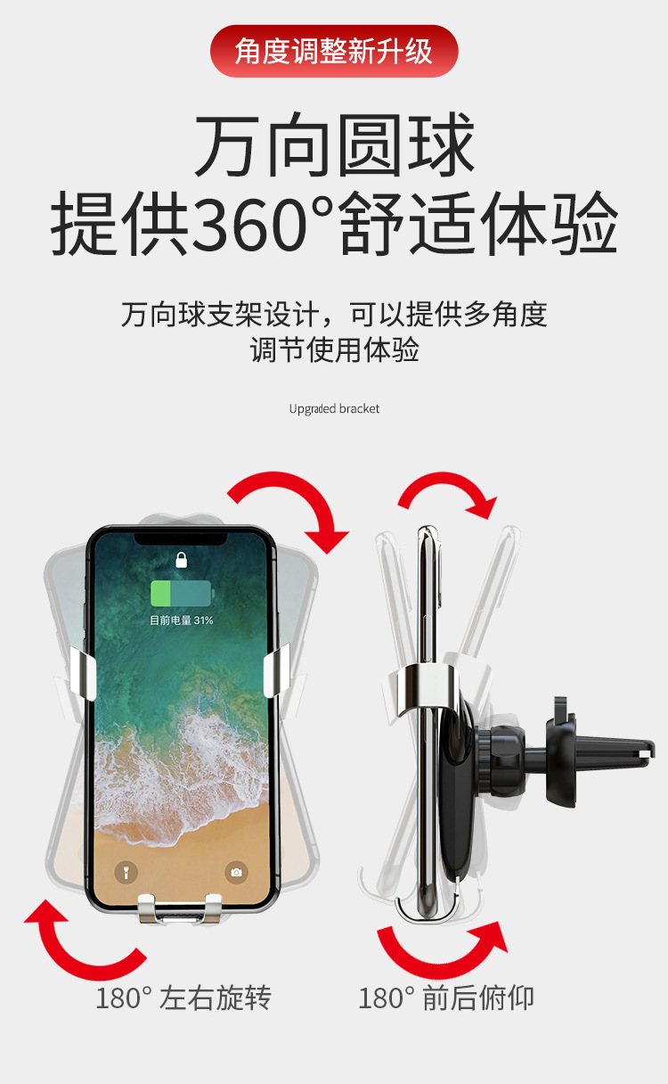 创意牛头车载支架手机导航汽车出风口通用重力支撑导航手机支架详情10