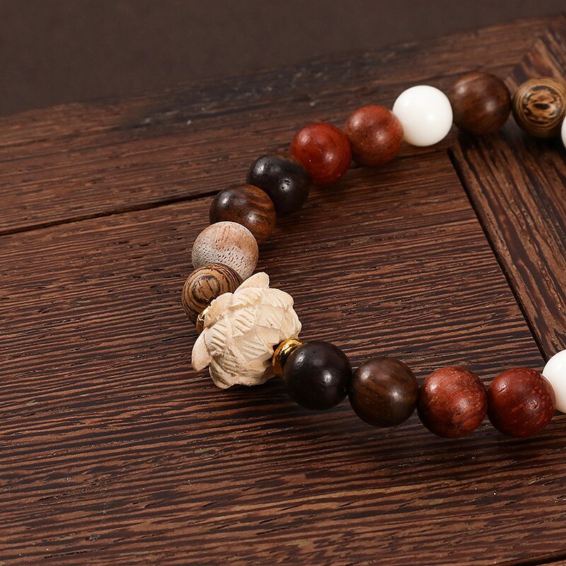 檀木多宝珠手串女新中式民族风百搭串珠手链复古禅意念珠手饰批发详情6
