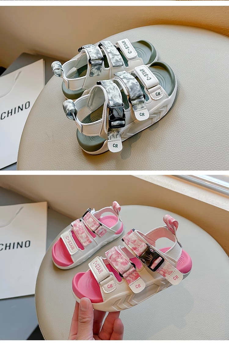 儿童运动凉鞋2024夏季新款男童防滑包头沙滩鞋迷彩软底女童休闲鞋详情27