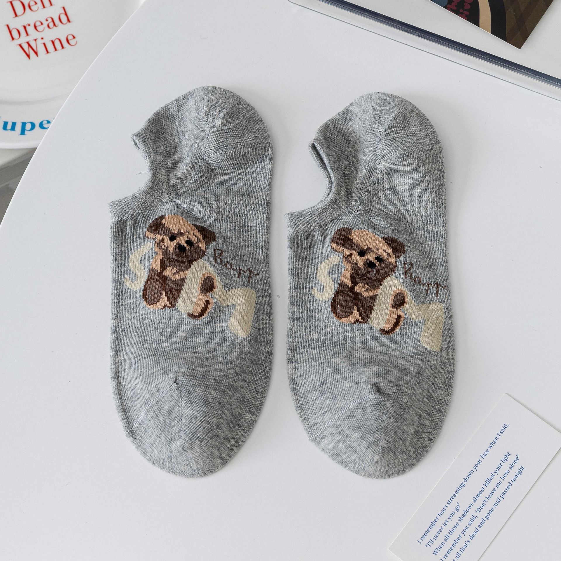 严选卡通女生袜子女船筒袜夏季薄款袜子提花短款女生棉袜子批发详情16