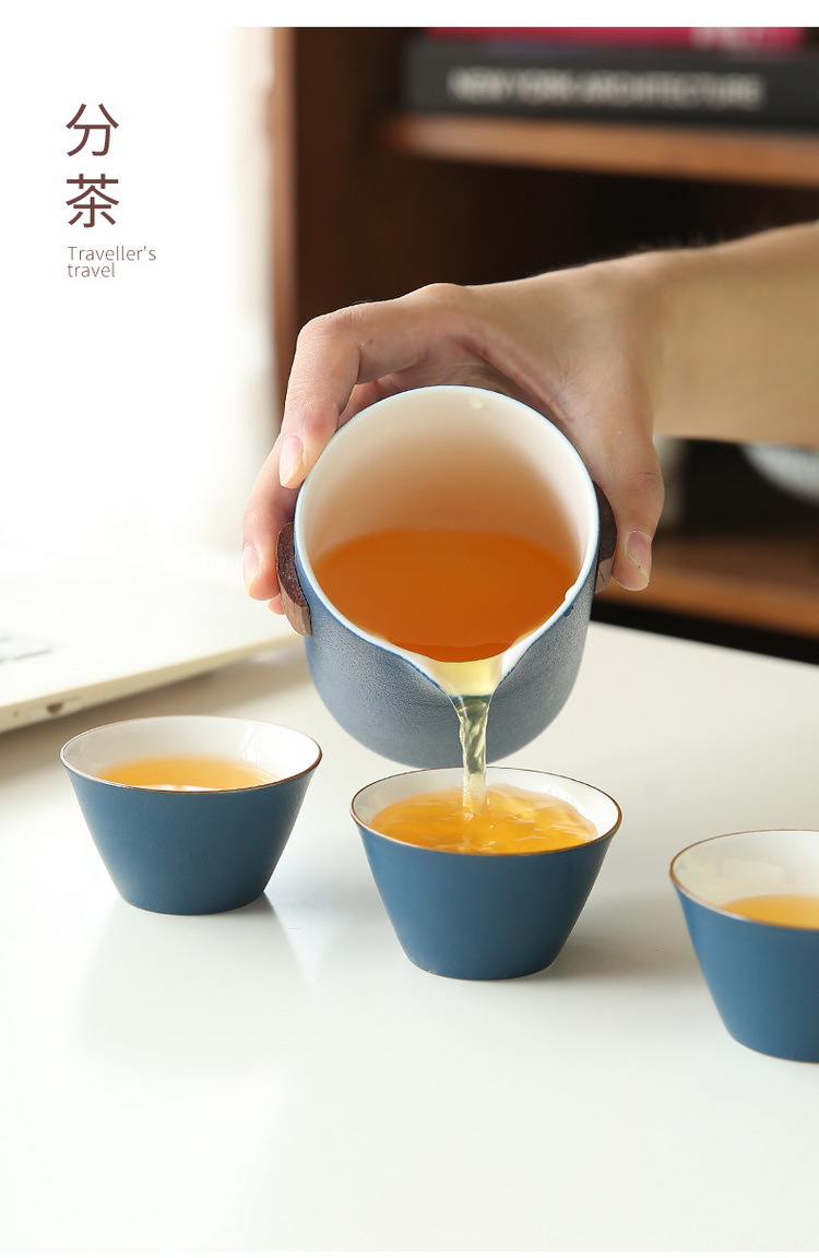 Travel tea set, ceramic quick customer cup, portable one pot, three cups, company business gift, festival souvenir, logo pic 35