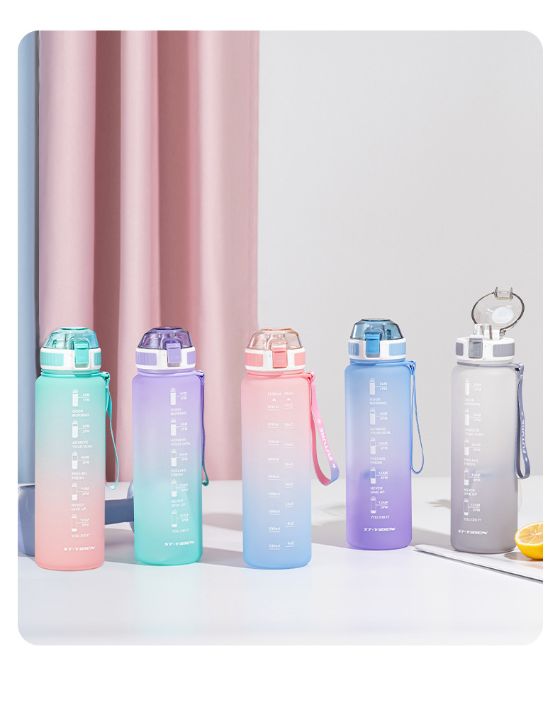 Yiben Huanxin Space Cup, a high-quality gradient plastic cup with scale, is a portable drinking water cup for outdoor sports pic 7