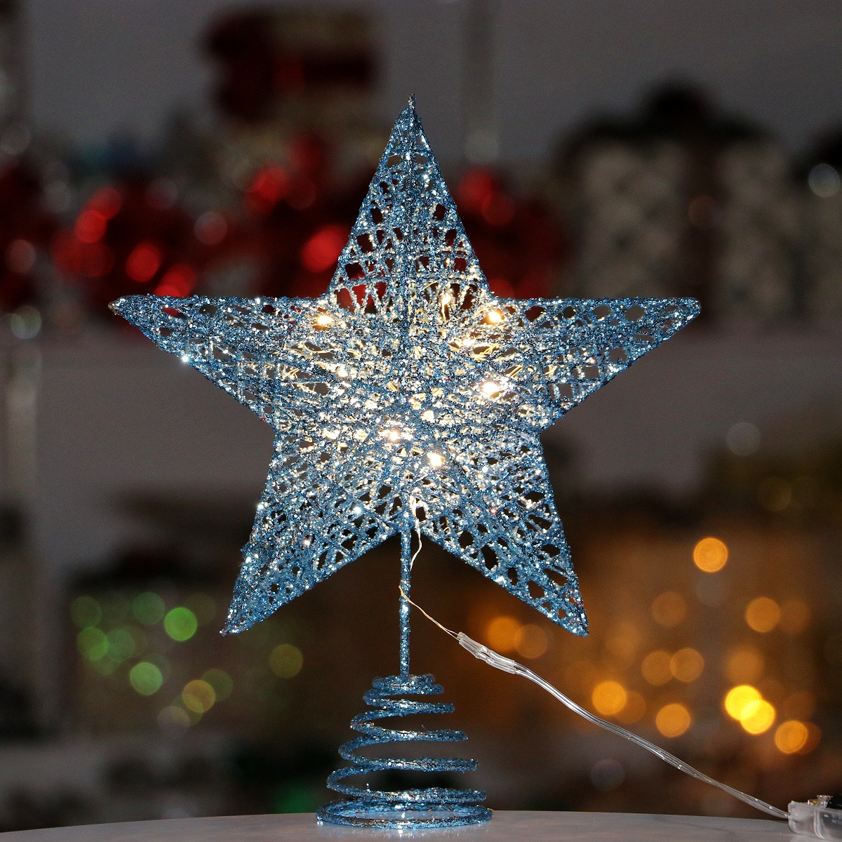 2025圣诞节树顶星铁艺发光五角星灯圣诞树顶灯顶星带灯装饰用礼品详情8