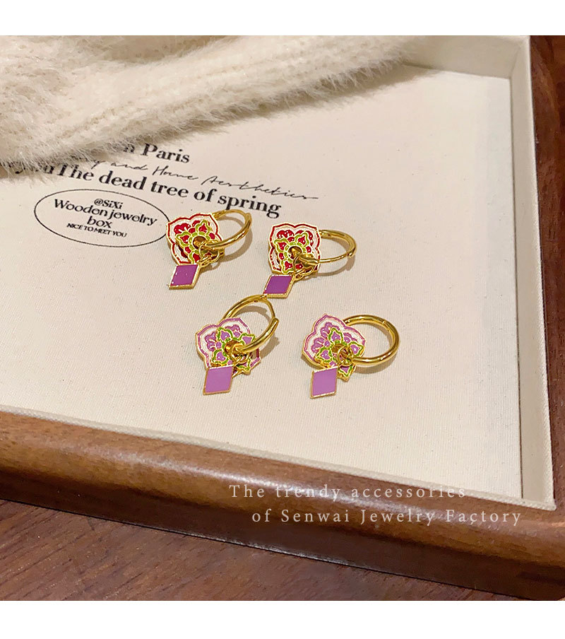New Chinese-style vintage purple enamel earrings for women, unique and high-end earring, 2025 new retro earrings pic 16