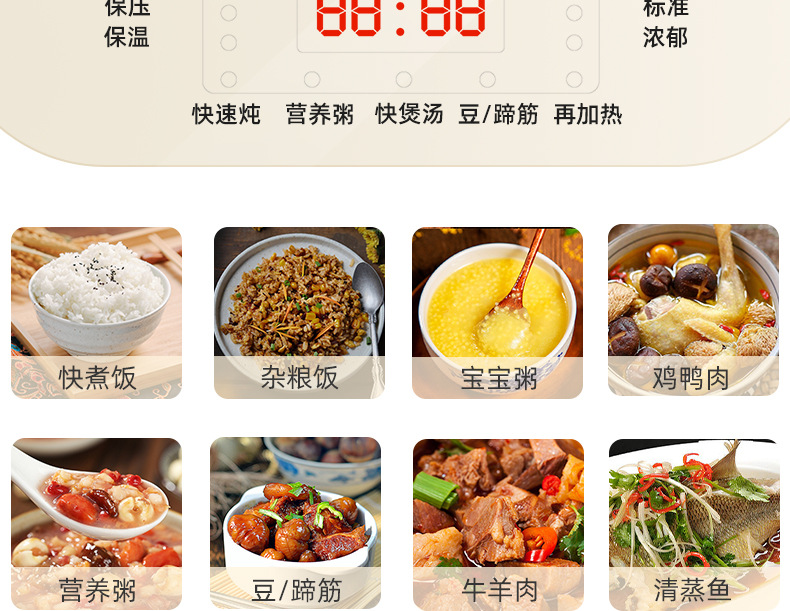 gioia multi-functional 2.5L pressure cooker, mini touch rice cooker and smart electric stew pot pic 12