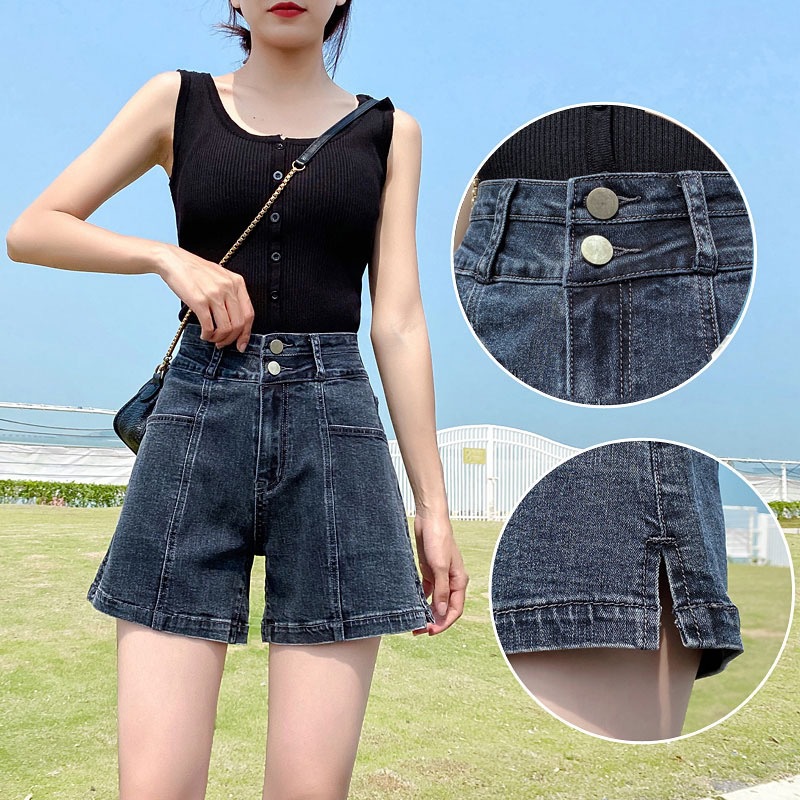 牛仔短裤女2023夏新款韩版高腰破洞显瘦女式牛仔短裤外贸直销批发详情8