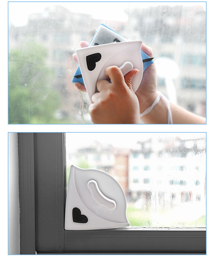 Double-sided glass window cleaner, triangular multi-functional double-sided magnetic glass cleaner, glass scraper pic 12