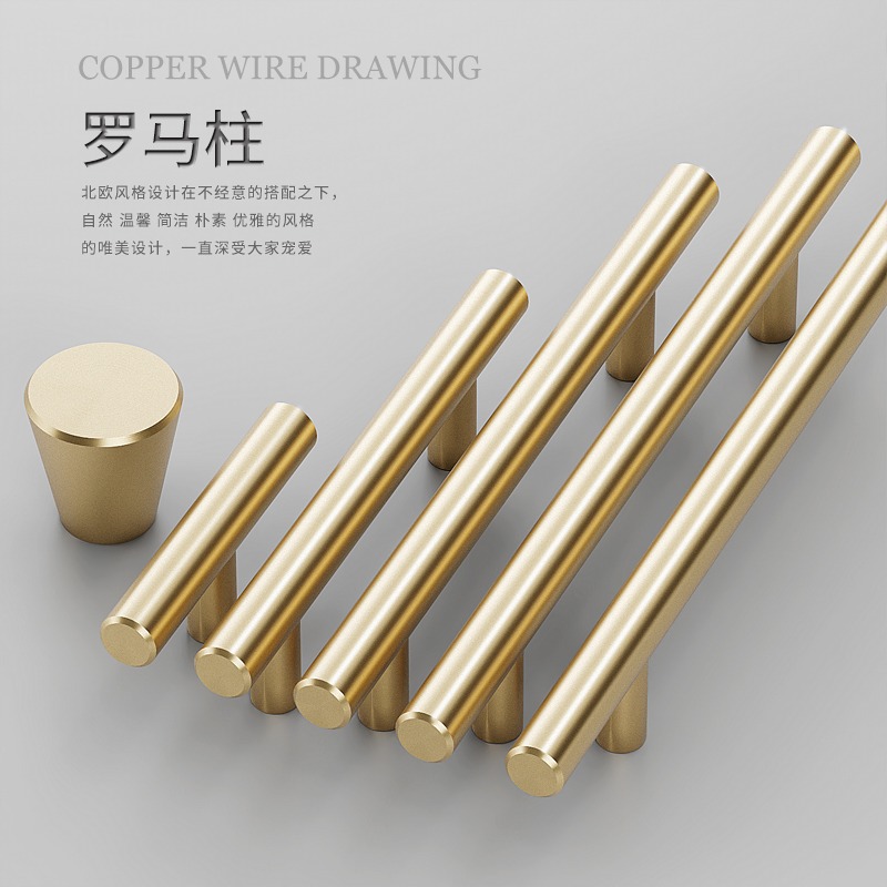 厂家批发轻奢哑黑金色抽屉橱柜衣柜门拉手柜门铝合金简约门把手详情9