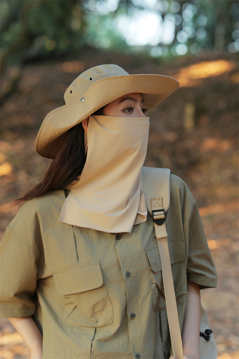 大沿防晒遮脸面纱罩遮阳帽子女士夏季登山帽户外男防紫外线钓鱼帽详情5