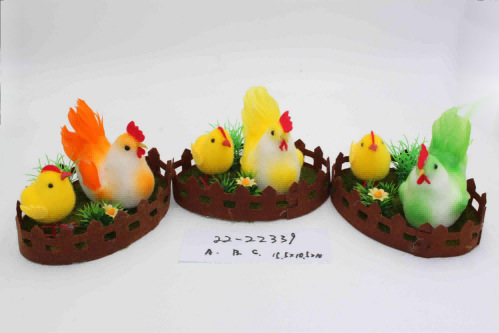 The 2023 new round disc fence with a plush chicken and rabbit combination, featuring cute and realistic designs, is a bestseller with various scene arrangements pic 3
