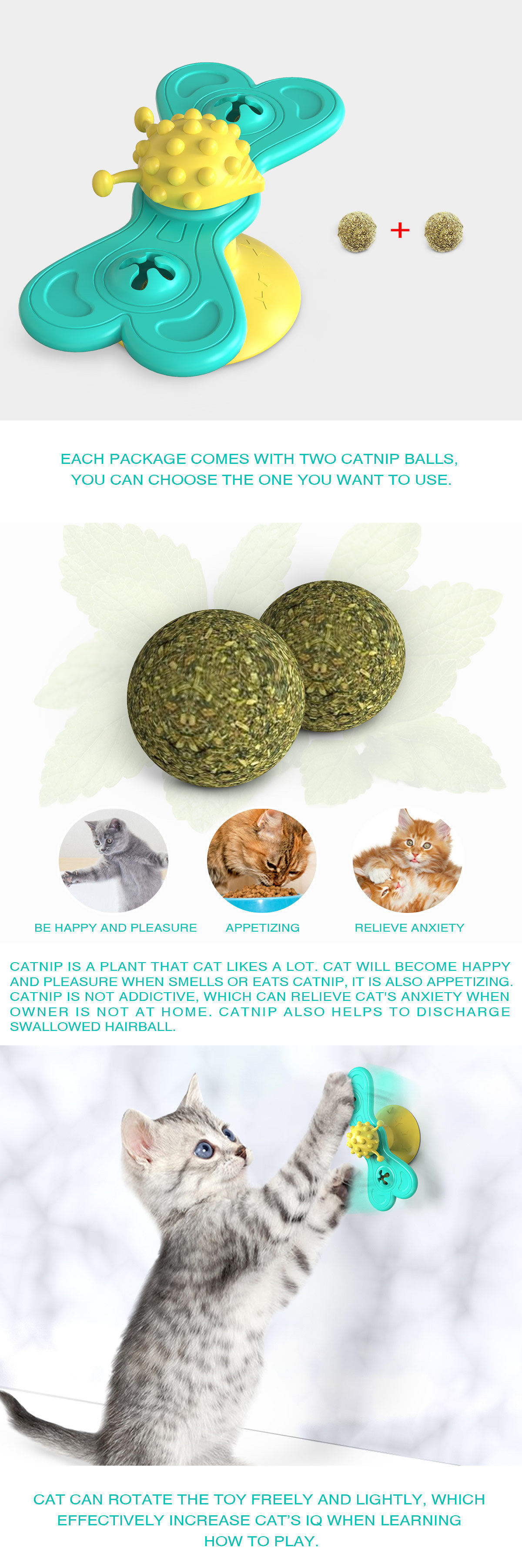 Pet supplies: Cross-border cat-fighting cat toys, mint windmill wheel, cat toys pic 12