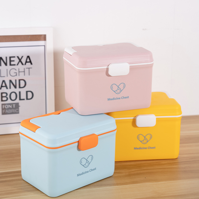 Family double-layer medicine box, large-capacity medicine box, emergency medical care and medical storage, plastic medicine box storage box pic 13
