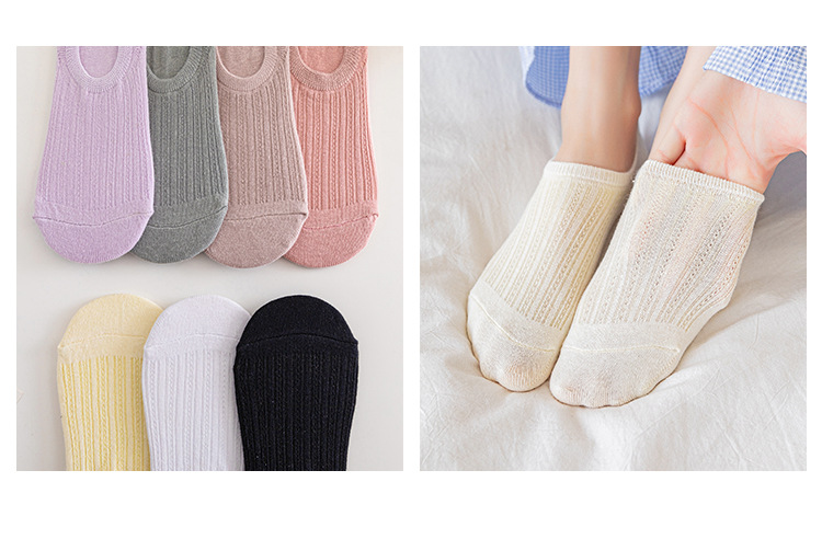 Summer thin socks for women, solid color, light-cut, anti-slip cotton socks, low-top, short-top, Japanese-style invisible socks, one-piece consignment pic 10