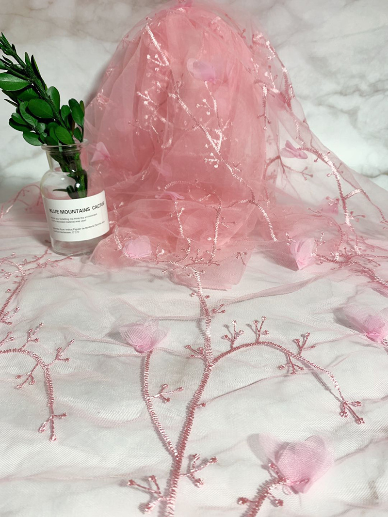 Wholesale and customization of home textile and clothing accessories, embroidered butterfly mesh fabric, skirts, wedding dresses, lace fabric pic 5