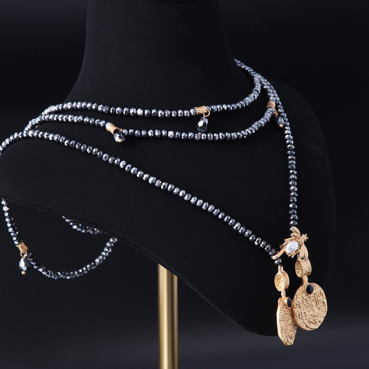 中古vintage高级感时尚个性气质镀真金复古多层项链详情3