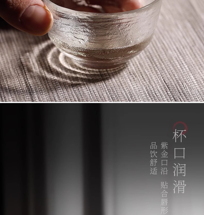 耐热透明小茶杯家用功夫茶具锤纹玻璃家用客厅待客茶杯喝水杯批发详情13