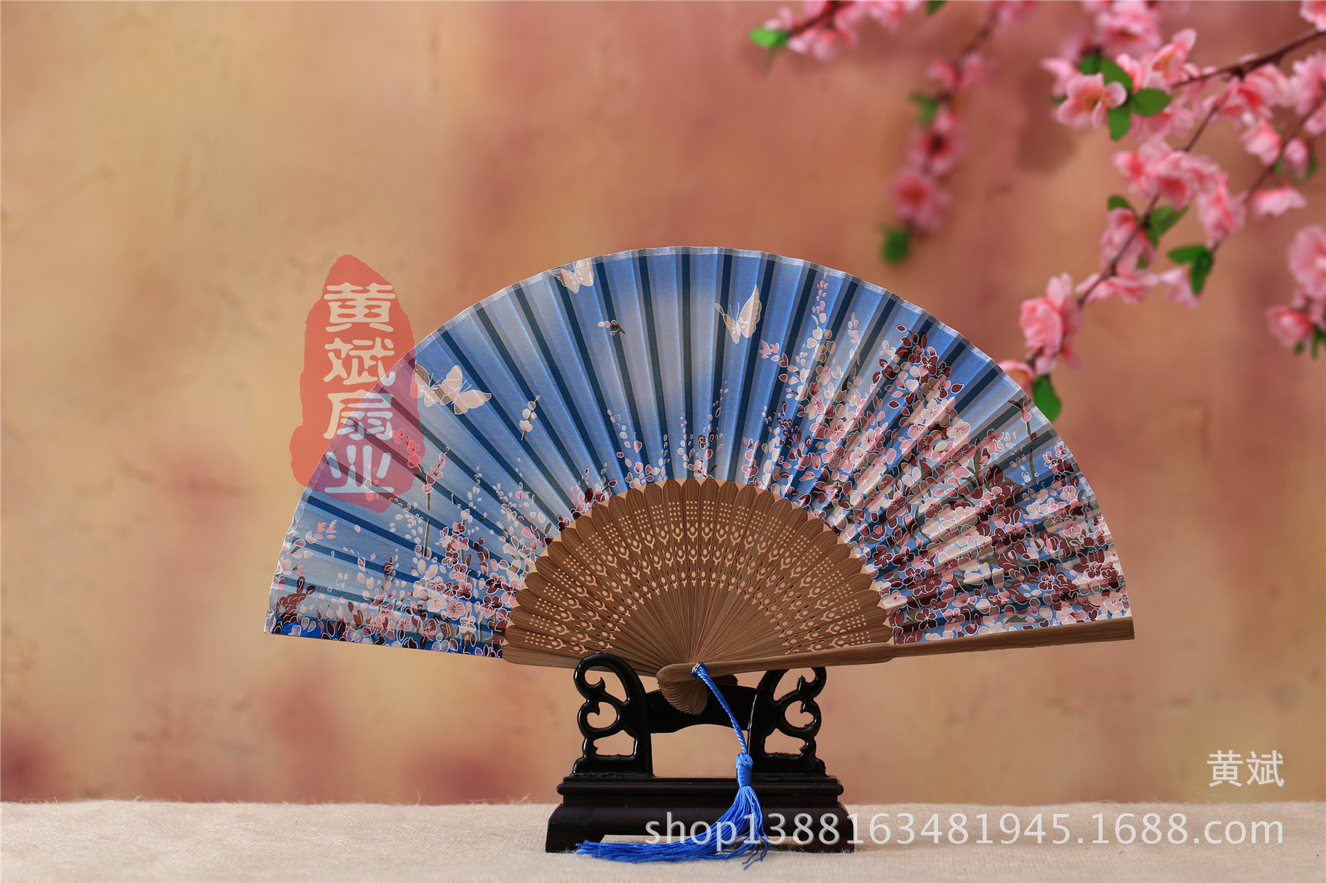 古风古典礼品真丝竹扇子日式和风扇樱花扇 折扇批发 舞蹈道具扇详情24