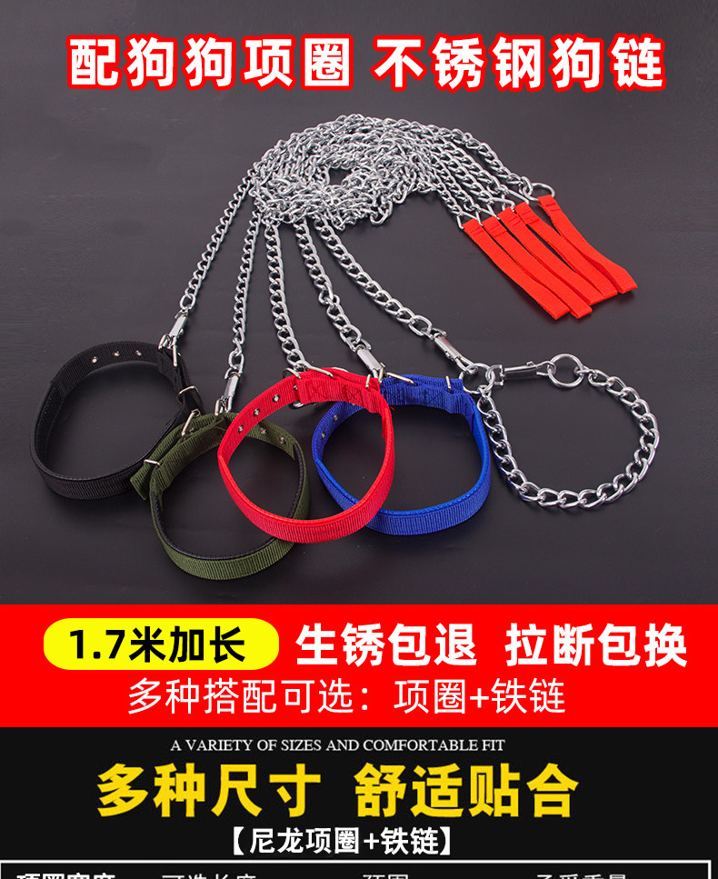 Wholesale dog chains, anti-biting broken dog leash, iron chain rope, iron collar tie, dog walking leash pic 3