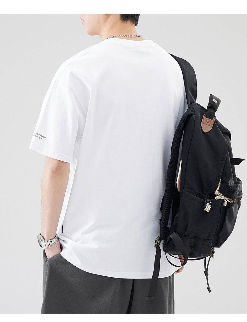 古川男装|复古重磅简约印花短袖t恤男士夏季款学生百搭宽松半袖男详情15