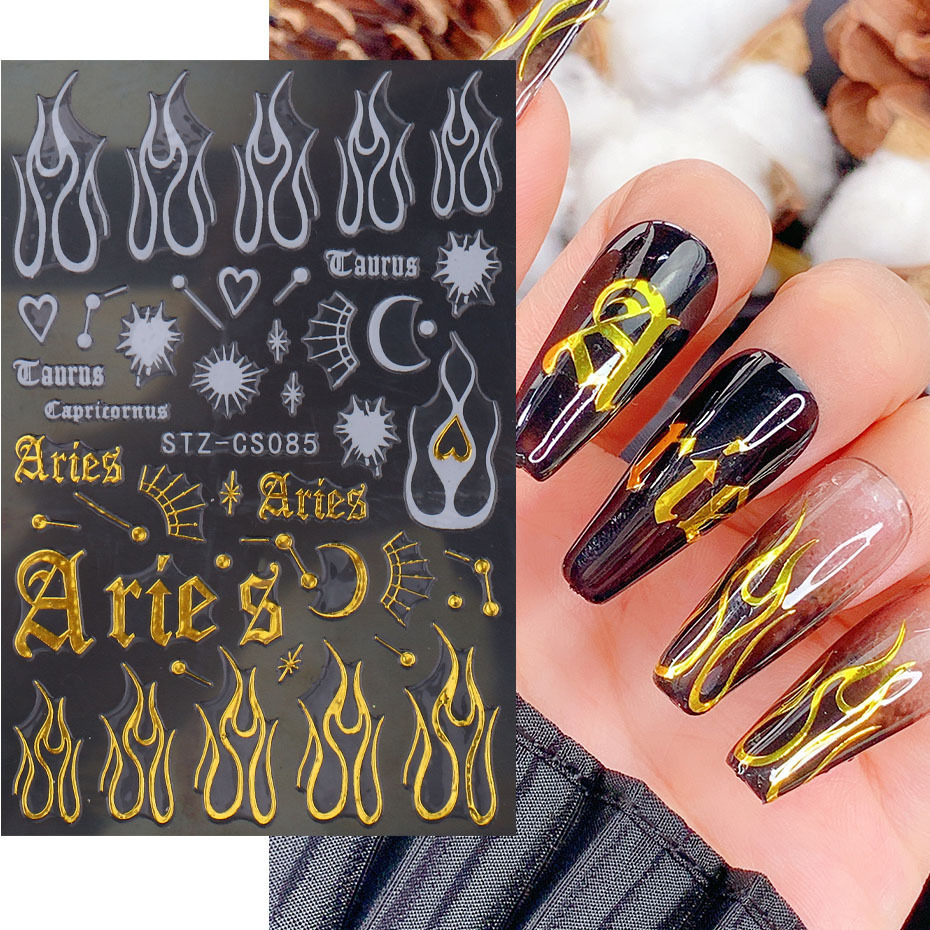 Cross-border new nail stickers ins Leaf Rose Heart Line Platinum Flame self-adhesive nail stickers shanilak pic 3