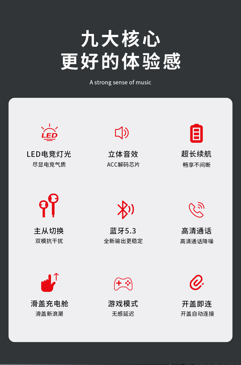 跨境新款m10蓝牙耳机无线入耳式大电量运动防水跑步长续航f9耳机详情3