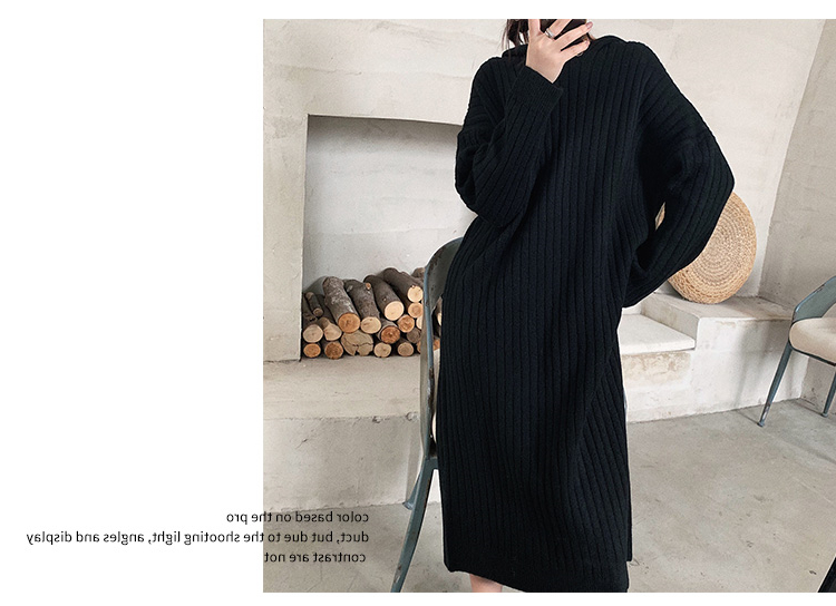 卫衣裙女秋冬连帽加厚长款毛衣裙过膝大衣内搭打底针织连衣裙宽松详情19